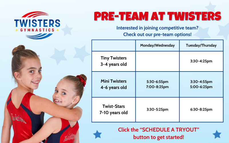 Twisters Pre-Team Schedule